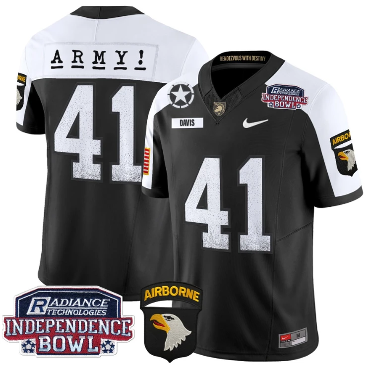 Glenn Davis Jersey #41 Army Black Knights Independence Bowl Patch Black Alternate by My Store