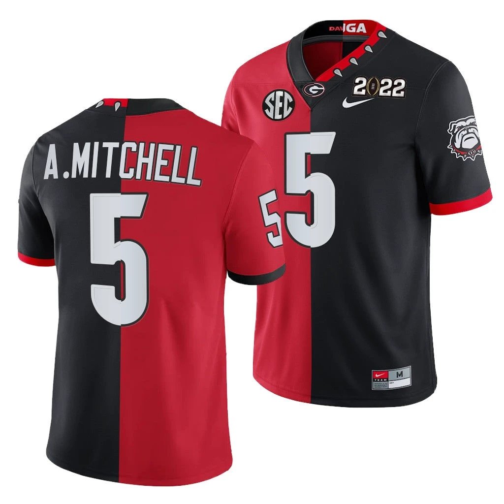Georgia Bulldogs #5 Adonai Mitchell Split Edition Jersey Red Black College Football by My Store