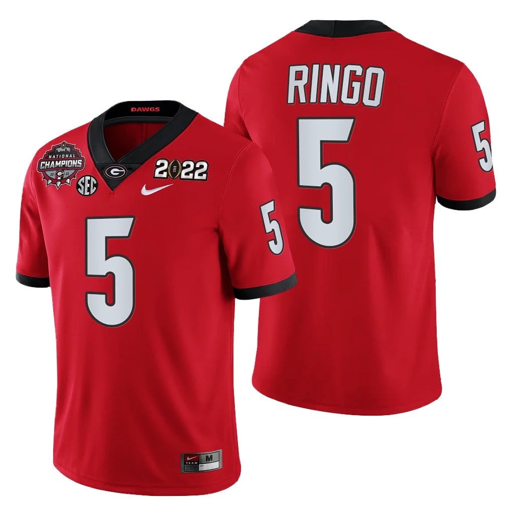 Georgia Bulldogs #5 Kelee Ringo 2021-22 CFP National Champions Jersey Red Uniform by My Store