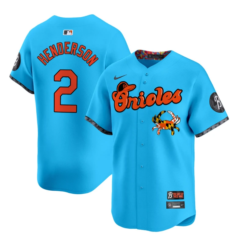 Gunnar Henderson Jersey #2 Baltimore Orioles Maryland Blue Crab Vapor Stitched Light Blue by My Store