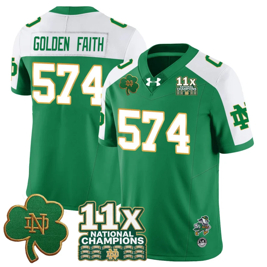 Golden Faith Jersey #574 Notre Dame 11x-Time National Champions Stitched by My Store NCAA Football Jerseys