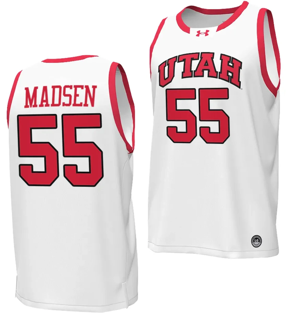 Gabe Madsen Jersey #55 Utah Utes College Basketball 2023-24 Replica White by My store basketball