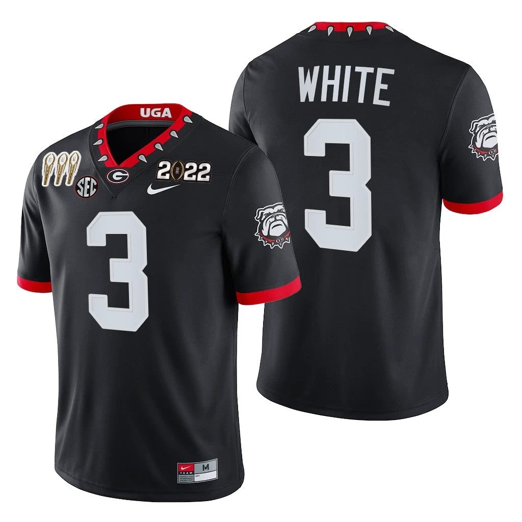 Georgia Bulldogs #3 Zamir White 3-Times CFP National Champions Jersey Black by My Store