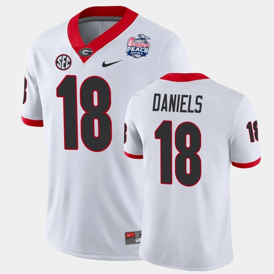 Georgia Bulldogs #18 JT Daniels White 2021 Peach Bowl College Football Jersey by My Store