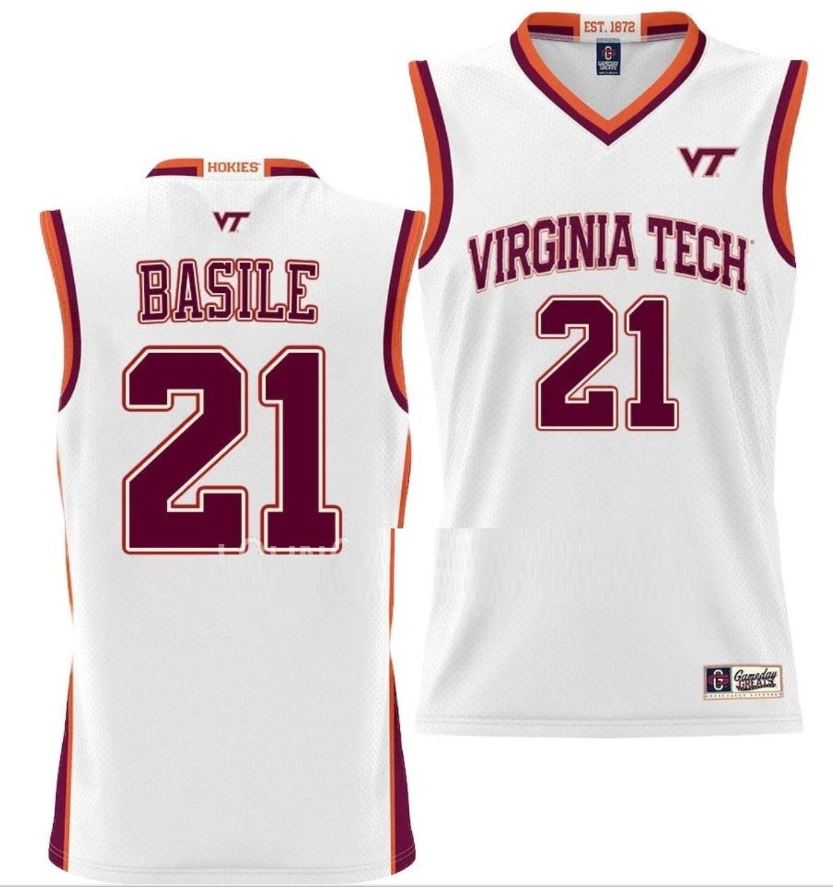 Grant Basile Jersey Virginia Tech Hokies College Basketball NIL Pick-A-Player White #21 by My store basketball