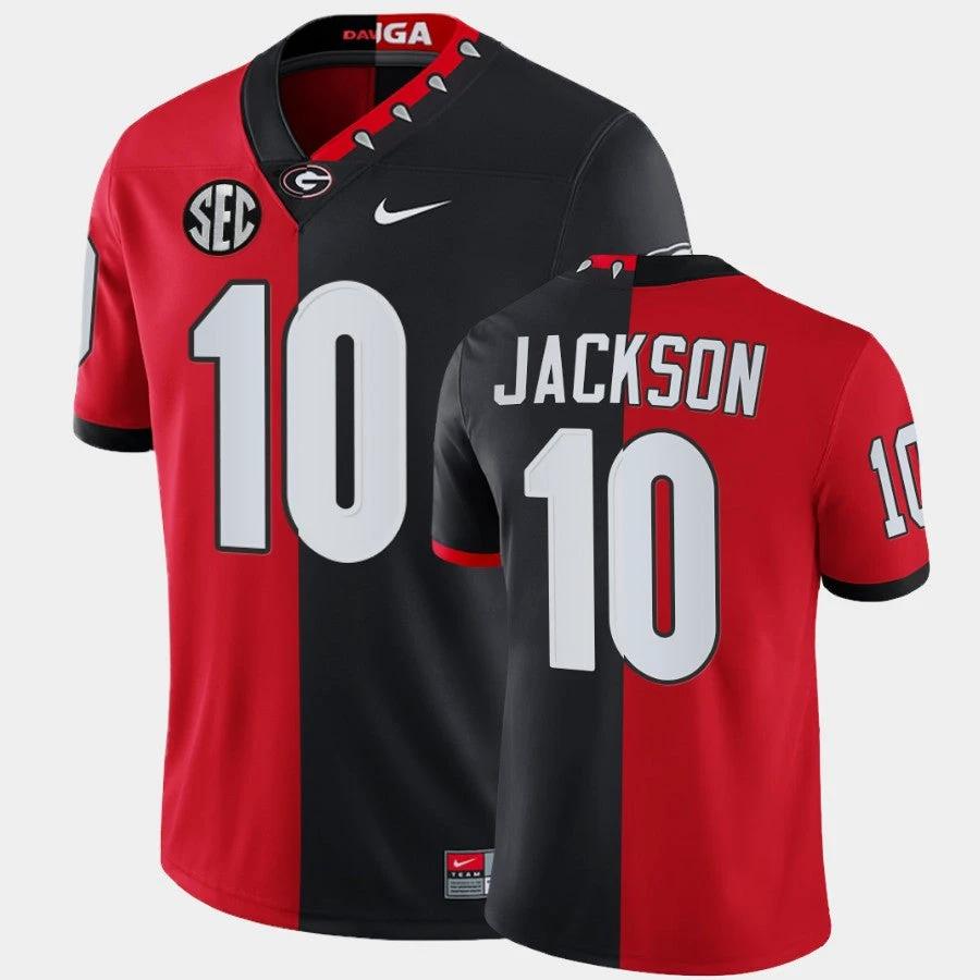 Georgia Bulldogs #10 Kearis Jackson Red Black Split Edition Mascot 100th Anniversary Jersey by My Store