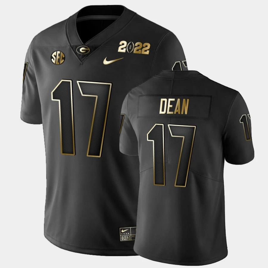 Georgia Bulldogs #17 Nakobe Dean Black 2021 National Champions Golden Jersey by My Store
