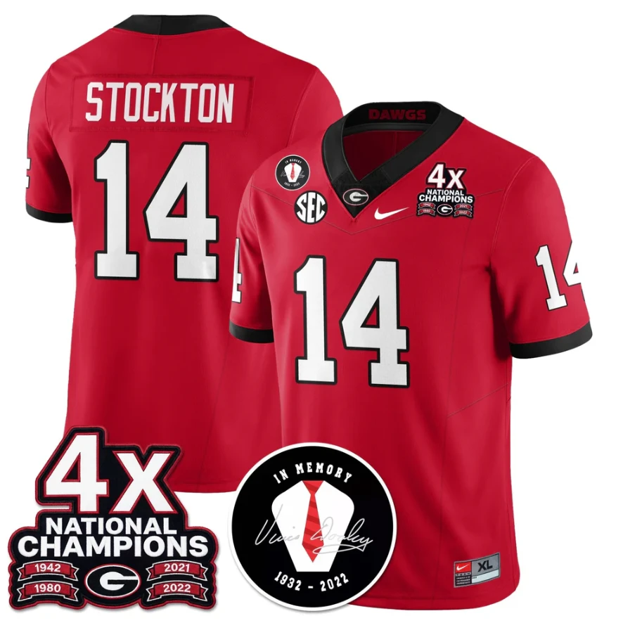 Gunner Stockton Jersey #14 Georgia Bulldogs 4x-Time National Champions by My Store NCAA Football Jerseys