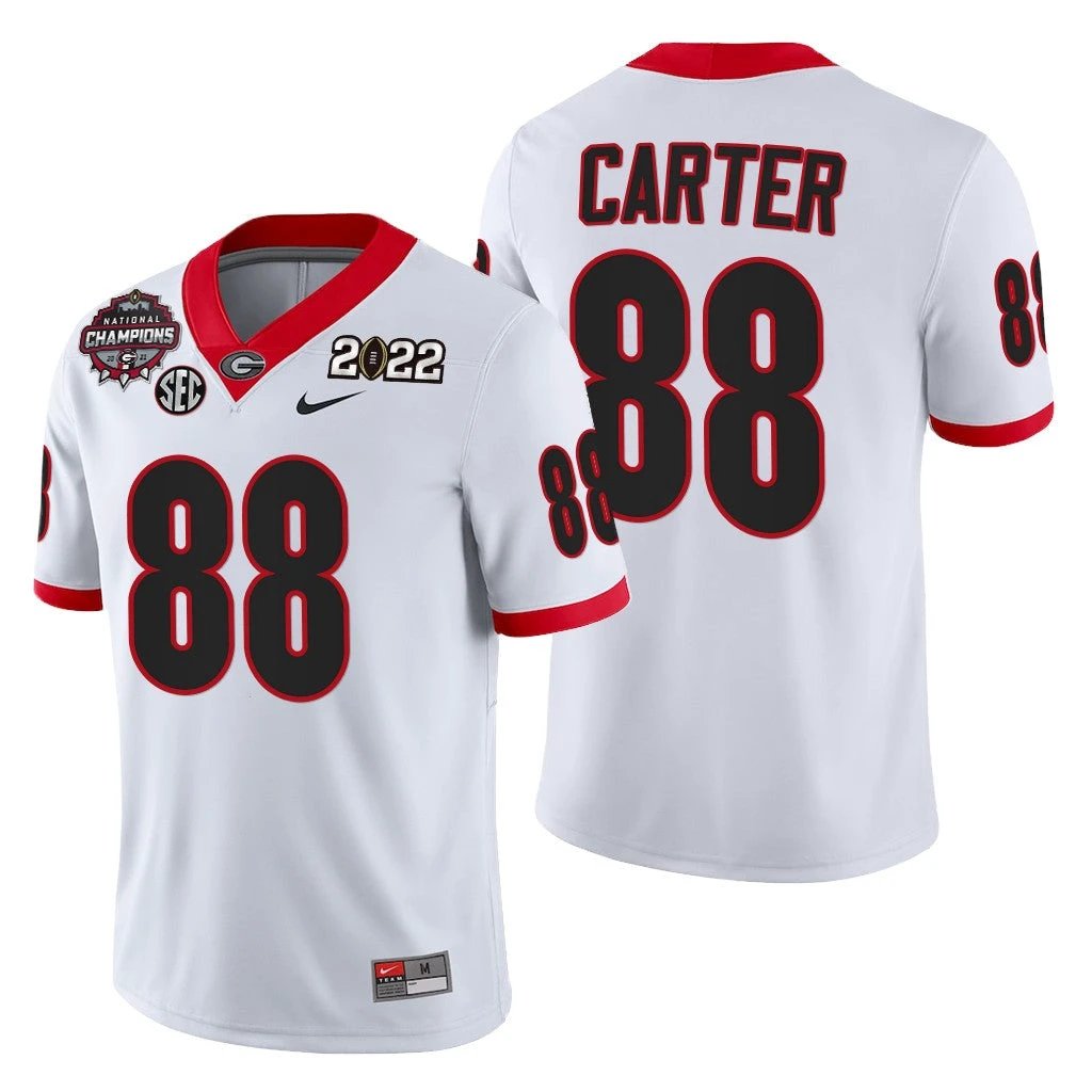 Georgia Bulldogs #88 Jalen Carter 2021-22 CFP National Champions White Jersey by My Store