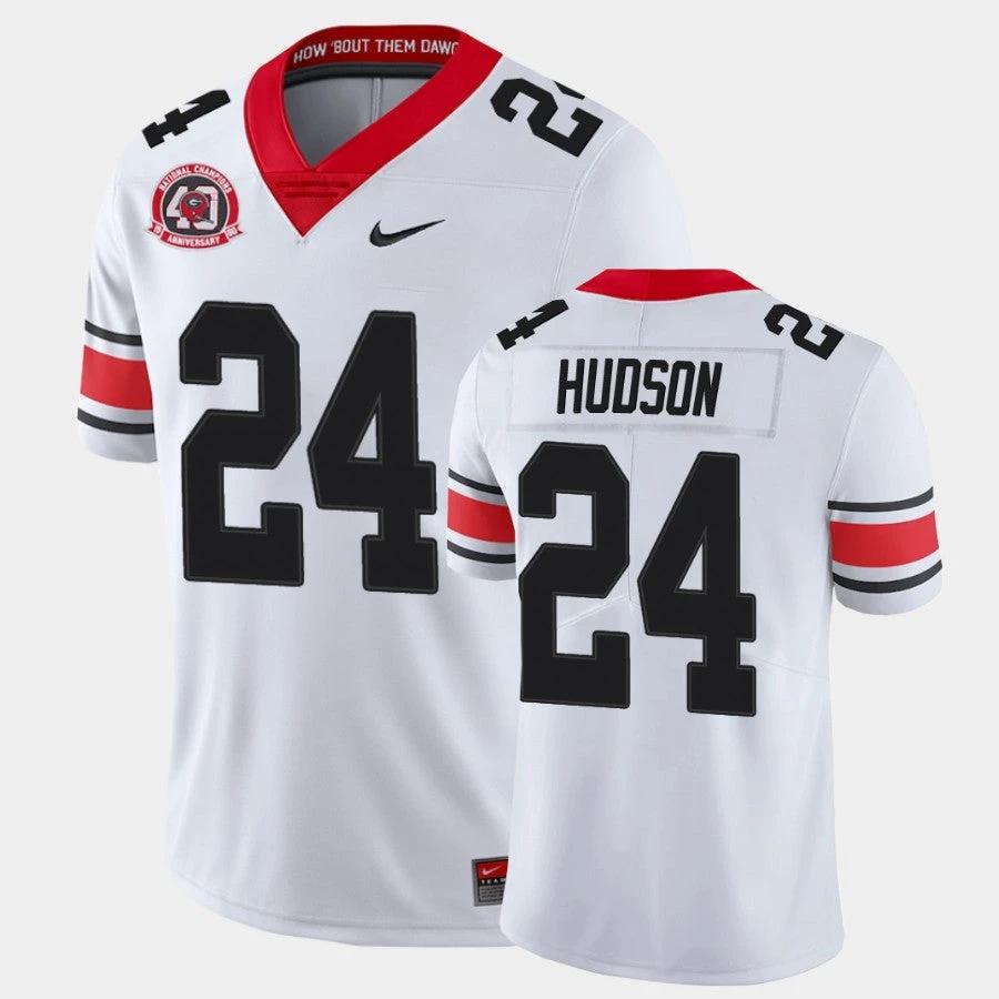 Georgia Bulldogs #24 Prather Hudson White College Football 40th Anniversary Alternate Jersey by My Store