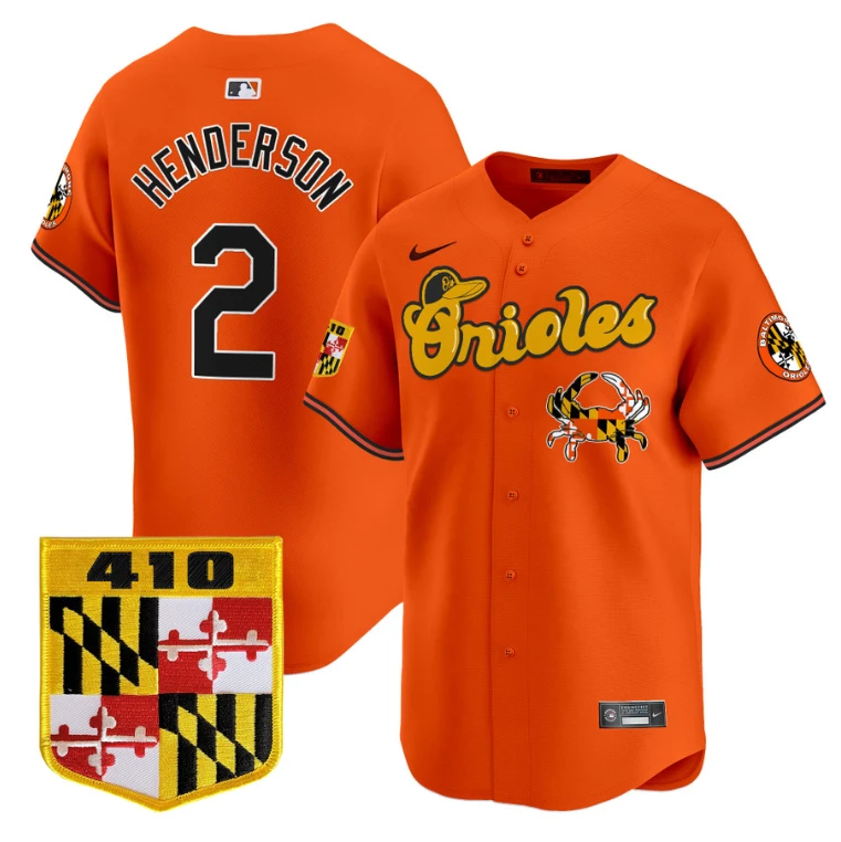 Gunnar Henderson Jersey #2 Baltimore Orioles 410 & Chesapeake Crab Patch Limited Stitched Orange by My Store
