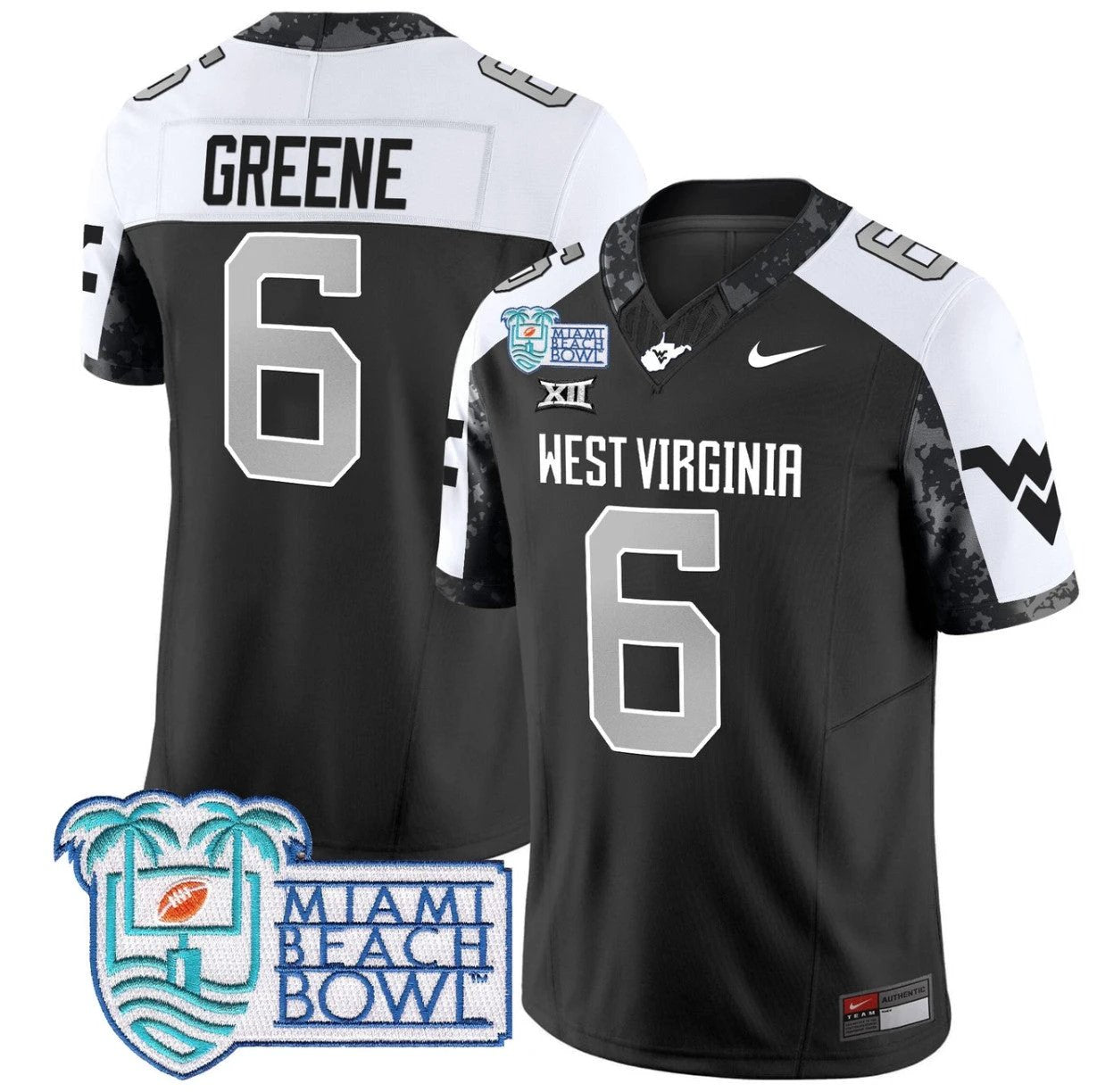 Garrett Greene Jersey #6 West Virginia Mountaineers 2025 Miami Beach Bowl Alternate by My Store