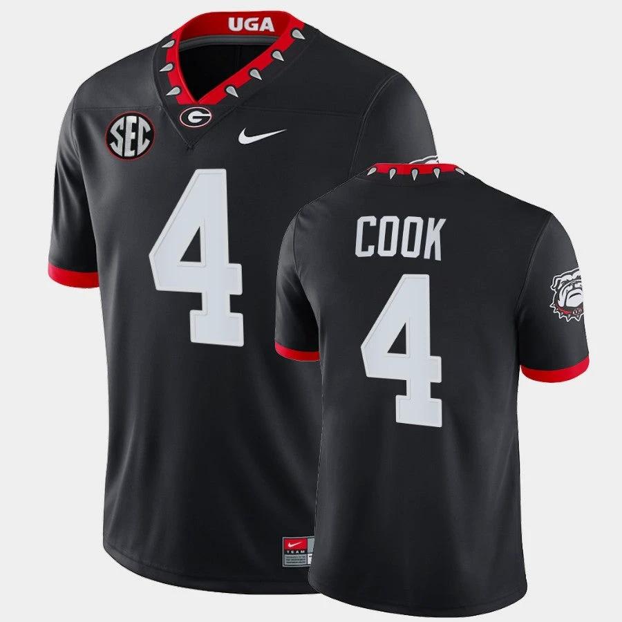 Georgia Bulldogs #4 James Cook Black Mascot 100th Anniversary College Game Jersey by My Store