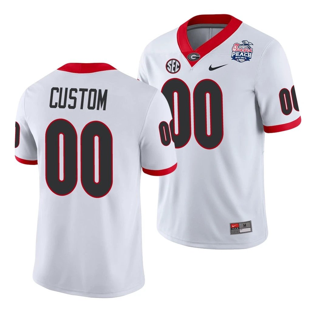 Georgia Bulldogs Custom 2021 Peach Bowl White College Football Jersey by My Store