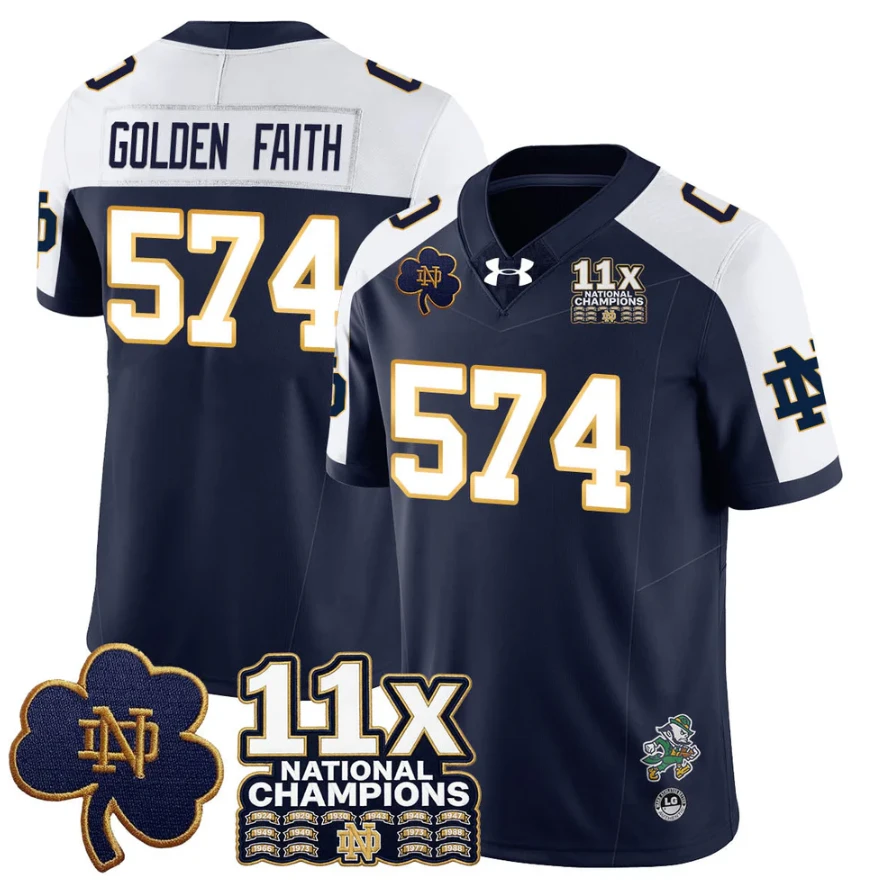 Golden Faith Jersey #574 Notre Dame 11x-Time National Champions Stitched by My Store NCAA Football Jerseys