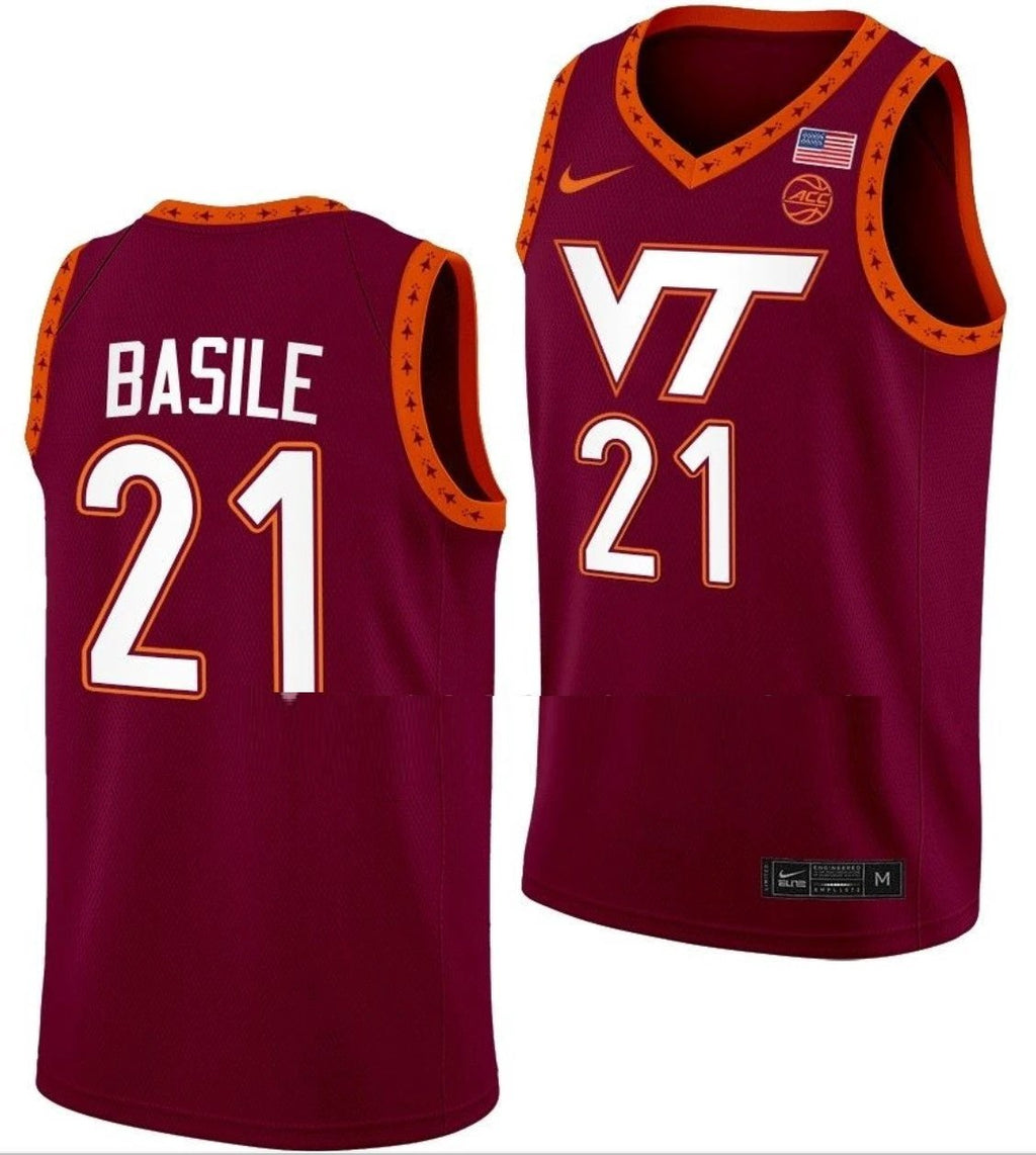 Grant Basile Jersey Virginia Tech Hokies College Basketball Swingman Maroon #21 by My store basketball
