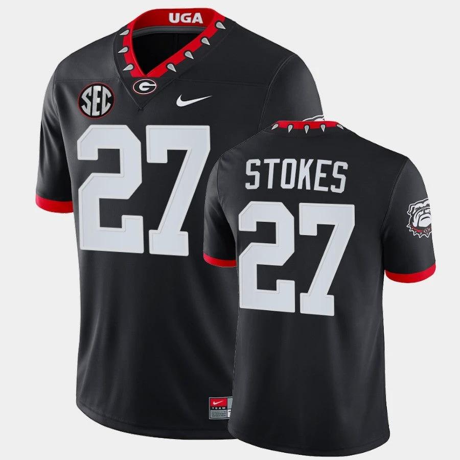 Georgia Bulldogs #27 Eric Stokes Black Mascot 100th Anniversary Alumni Jersey by My Store
