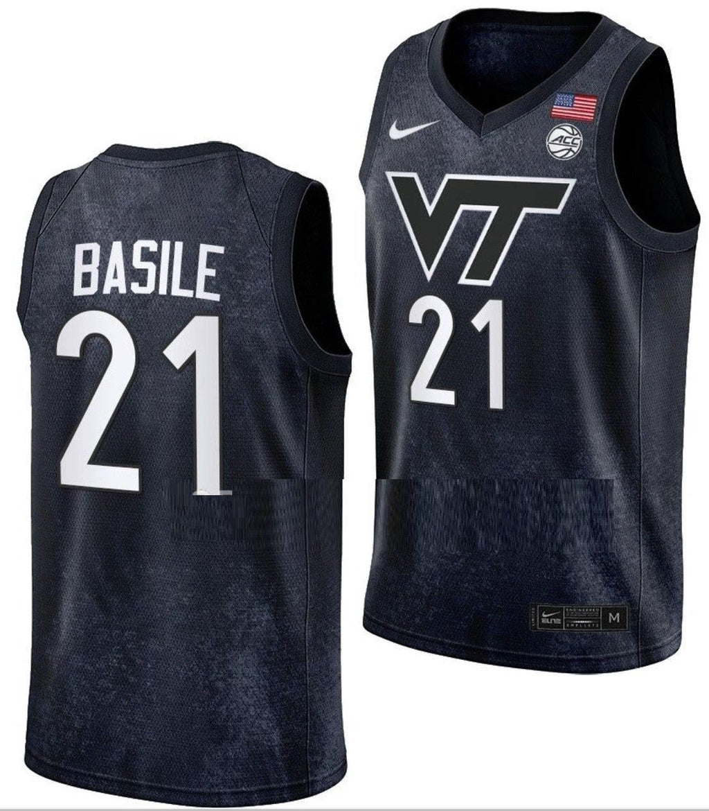 Grant Basile Jersey Virginia Tech Hokies College Basketball Swingman Black #21 by My store basketball