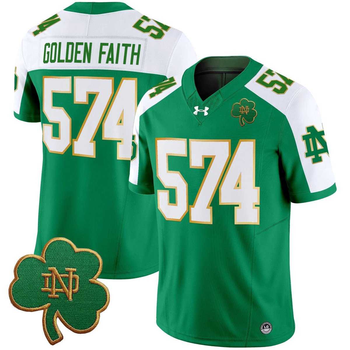 Golden Faith Jersey #574 Notre Dame 2025 Vapor Limited V3 Stitched Green Alter by My Store NCAA Football Jerseys