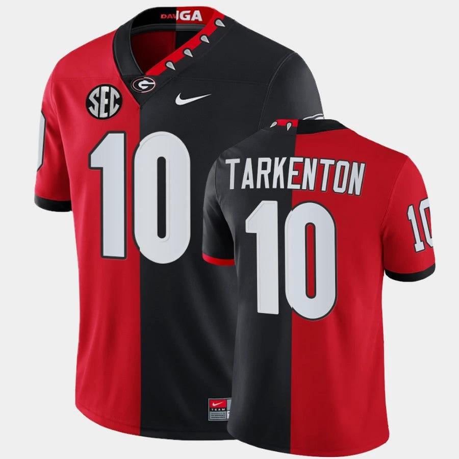 Georgia Bulldogs #10 Fran Tarkenton Red Black Split Edition 100th Season Alumni Jersey by My Store