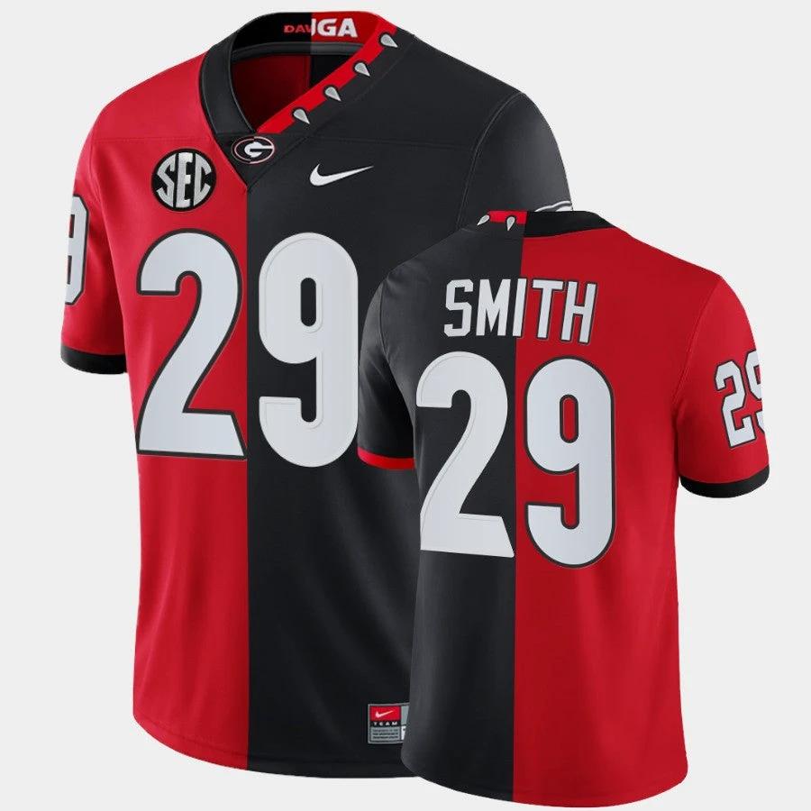 Georgia Bulldogs #29 Christopher Smith Red Black Split Edition Mascot 100th Anniversary Jersey by My Store