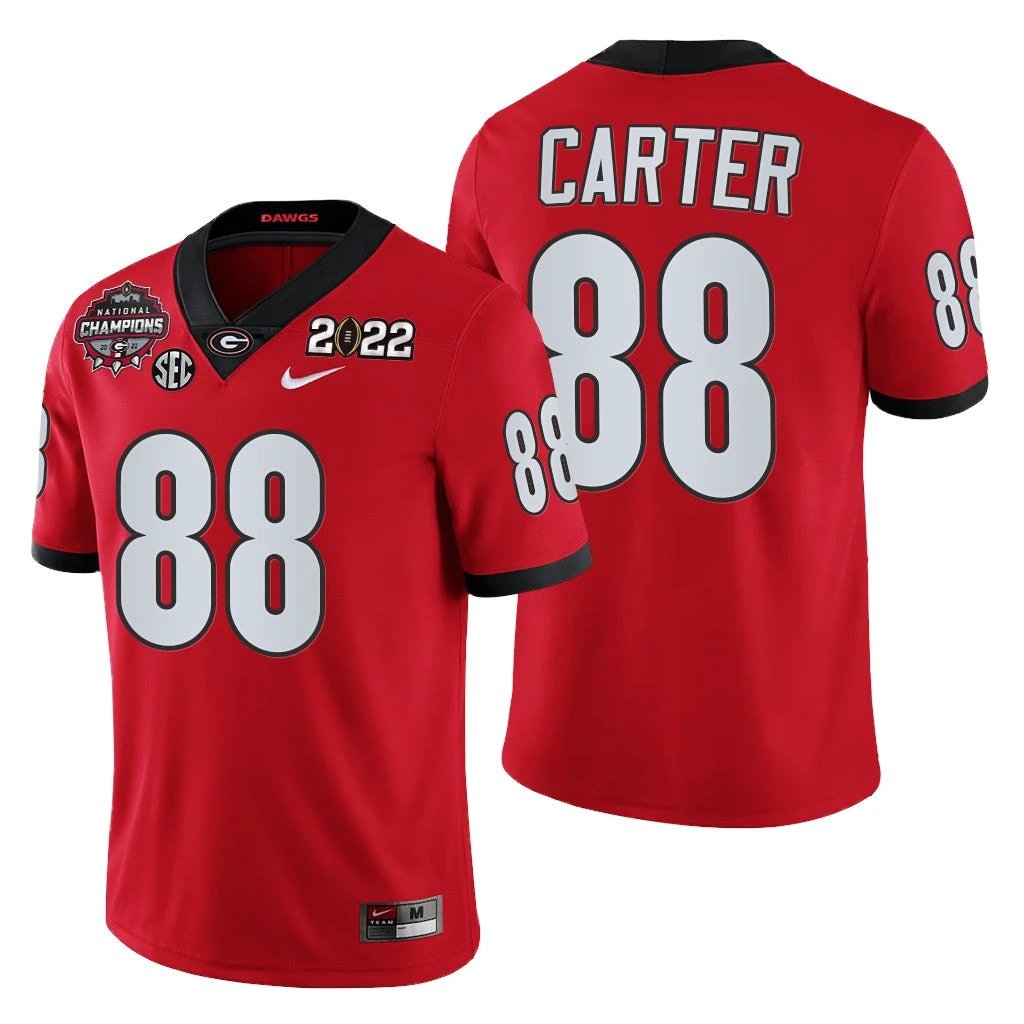 Georgia Bulldogs #88 Jalen Carter 2021-22 CFP National Champions Jersey Red Uniform by My Store