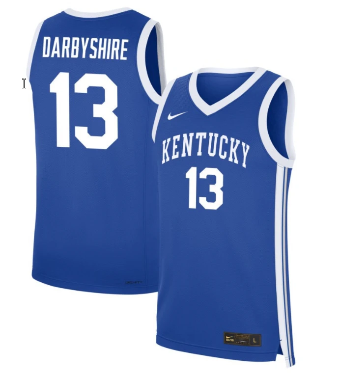 Grant Darbyshire Jersey #13 Kentucky Wildcats NIL Basketball Royal by My store basketball