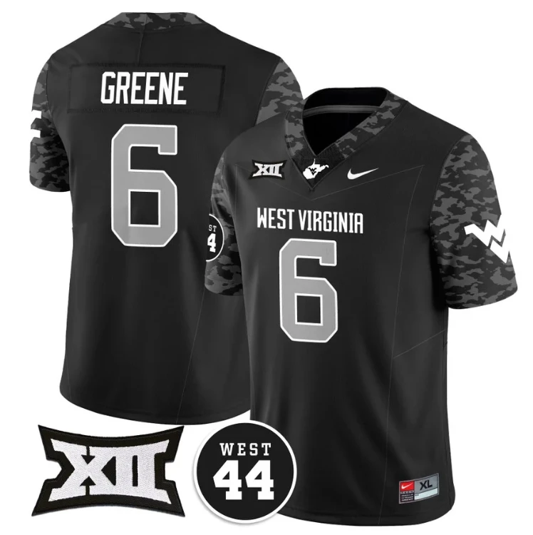 Garrett Greene Jersey #6 West Virginia Mountaineers 2024 Vapor Limited Football Honor Jerry West Stitched Coal by My Store