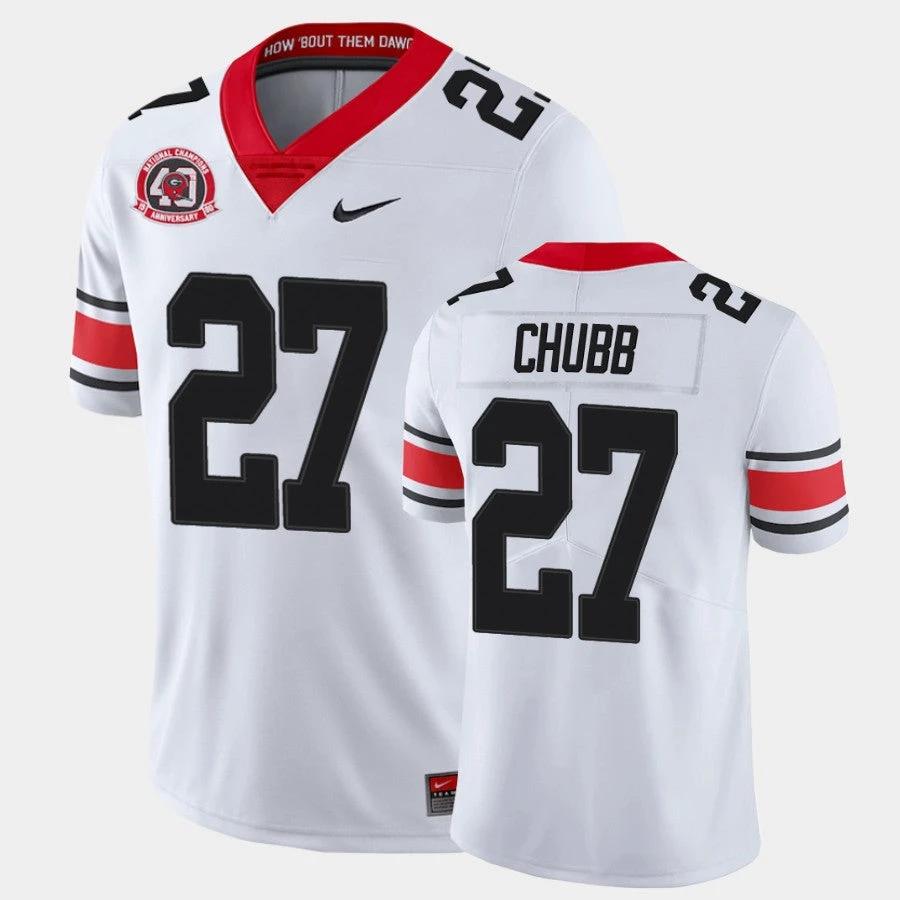 Georgia Bulldogs #27 Nick Chubb White College Football 40th Anniversary Alternate Jersey by My Store