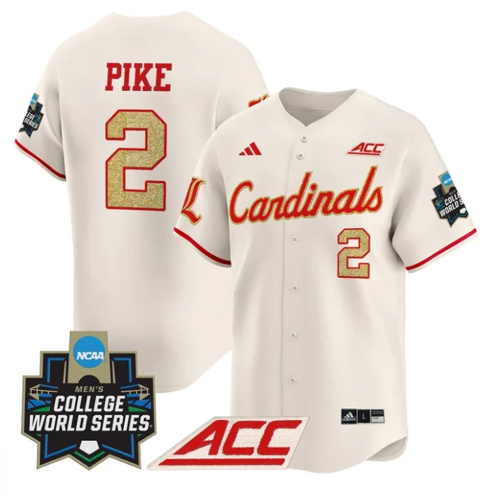 Garret Pike Jersey #2 Louisville Cardinals 2025 World Series Stitched Cream by My Store
