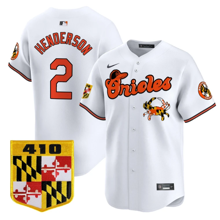 Gunnar Henderson Jersey #2 Baltimore Orioles 410 & Chesapeake Crab Patch Limited Stitched White by My Store