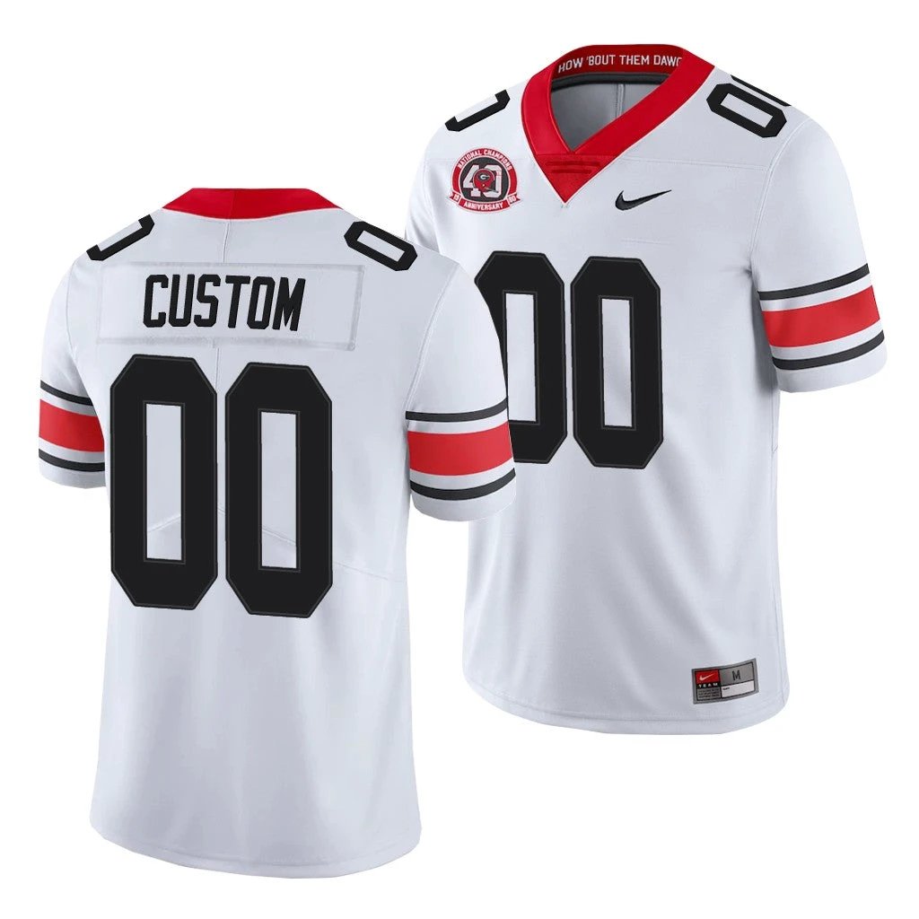 Georgia Bulldogs Custom White College Football 40th Anniversary Alternate Jersey by My Store