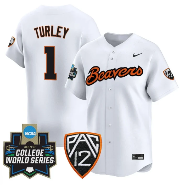 Gavin Turley Jersey #1 Oregon State Beavers 2025 World Series Stitched White by My Store