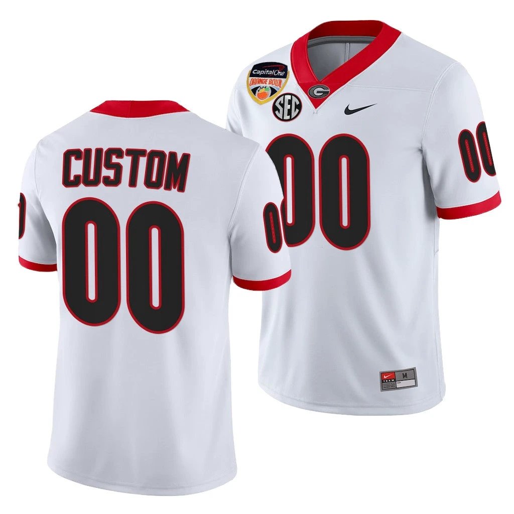 Georgia Bulldogs Custom 2021 Orange Bowl White 100th Anniversary Jersey by My Store