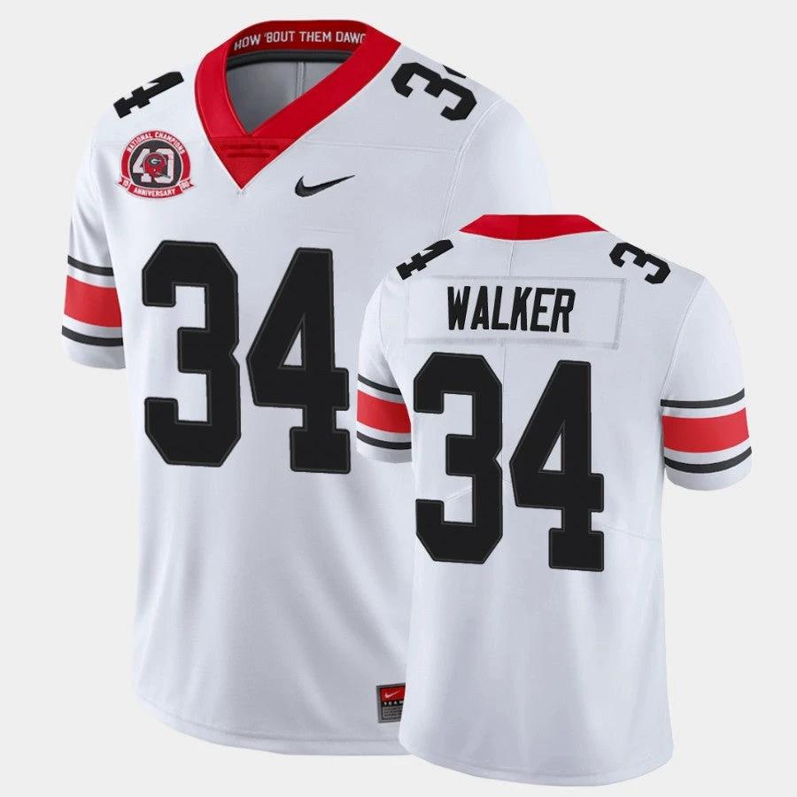 Georgia Bulldogs #34 Herchel Walker White College Football 40th Anniversary Alternate Jersey by My Store