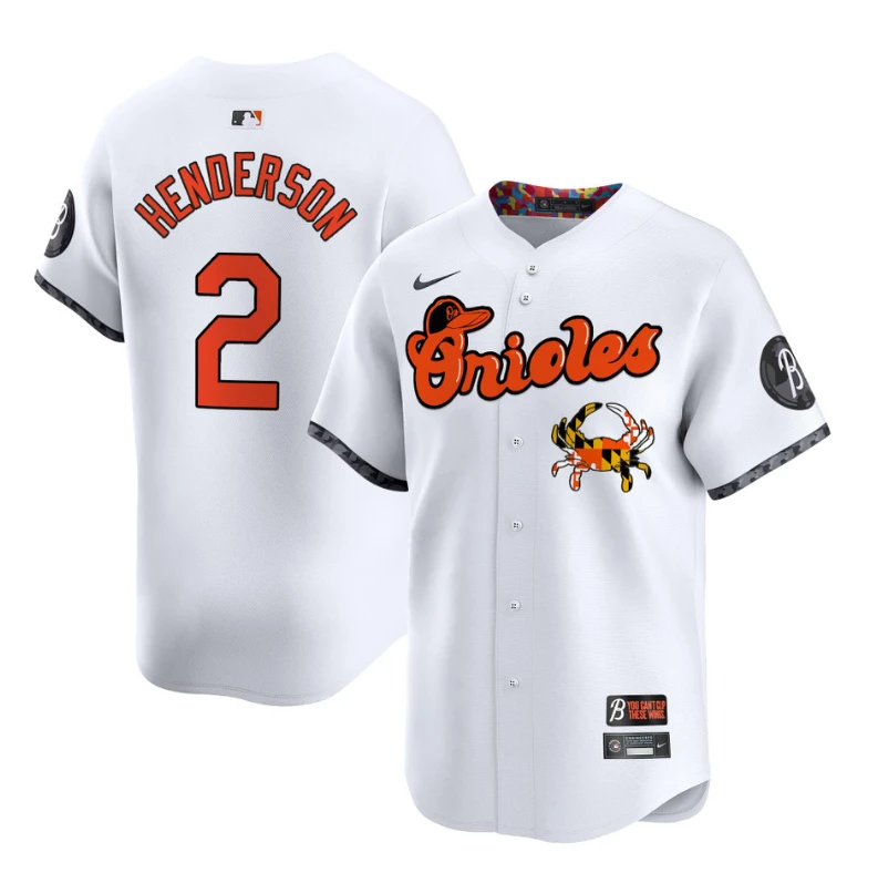 Gunnar Henderson Jersey #2 Baltimore Orioles Maryland Blue Crab Vapor Stitched White by My Store