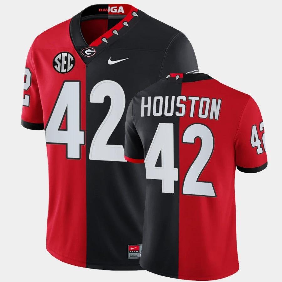 Georgia Bulldogs #42 Justin Houston Red Black Split Edition 100th Season Alumni Jersey by My Store