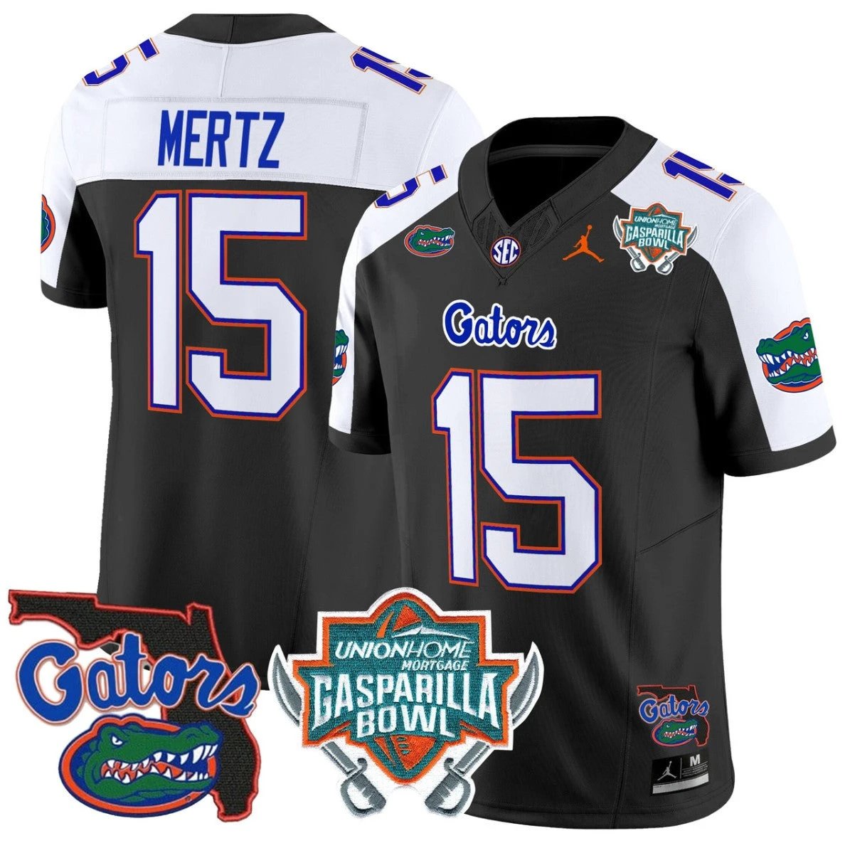 Graham Mertz Jersey #15 Florida Gators 2025 Gasparilla Bowl Patch Black Alternate by My Store