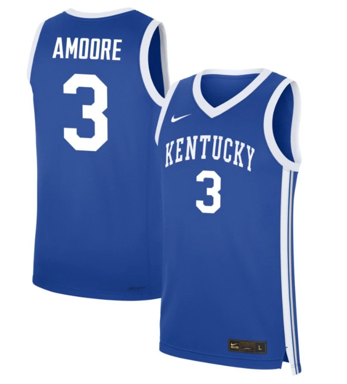 Georgia Amoore Jersey #3 Kentucky Wildcats NIL Basketball Royal by My store basketball