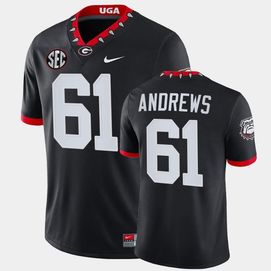 Georgia Bulldogs #61 David Andrews Black Mascot 100th Anniversary Alumni Jersey by My Store