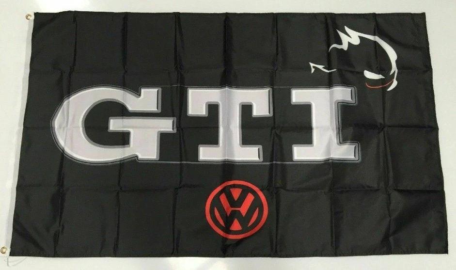 GTI VW Volkswagen Banner Flag Car Golf Racing Mechanic Workshop Man Cave 3x5ft by flagsjustdoit