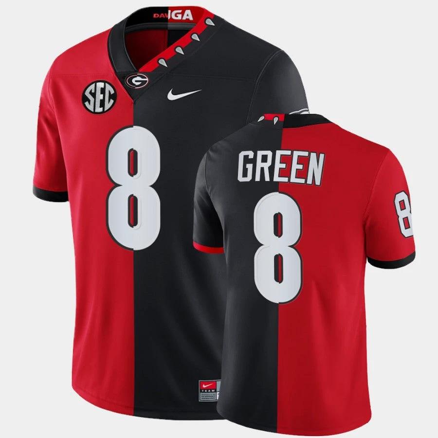 Georgia Bulldogs #8 A.J. Green Red Black Split Edition 100th Season Alumni Jersey by My Store