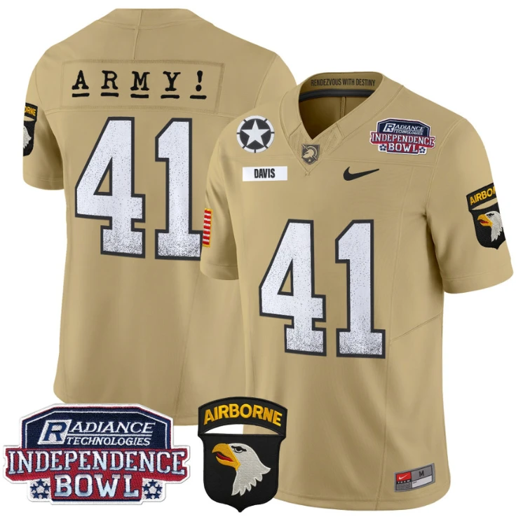 Glenn Davis Jersey #41 Army Black Knights Independence Bowl Patch Tan by My Store