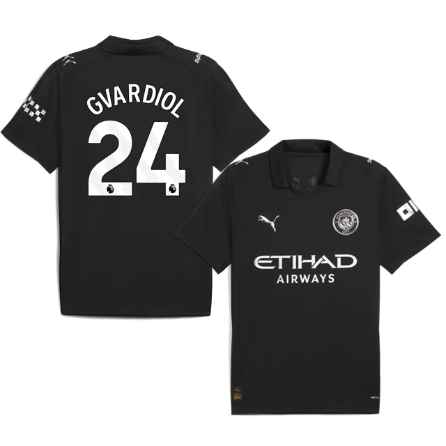 GVARDIOL #24 Manchester City 2025-26 Away Jersey – Black by Soccer Jersey