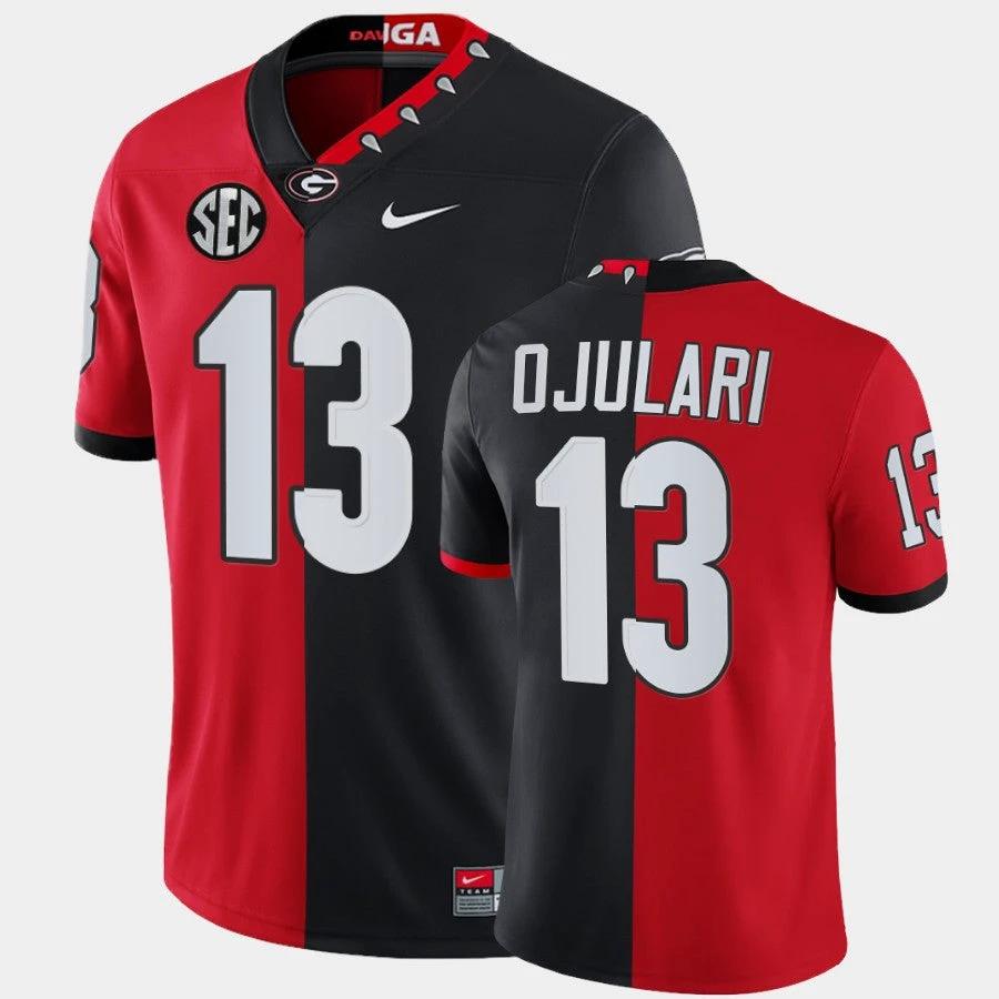 Georgia Bulldogs #13 Azeez Ojulari Red Black Split Edition 100th Season Alumni Jersey by My Store