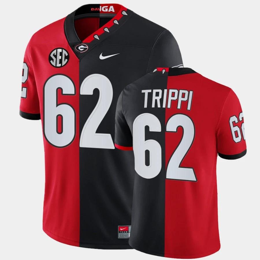 Georgia Bulldogs #62 Charley Trippi Red Black Split Edition 100th Season Alumni Jersey by My Store