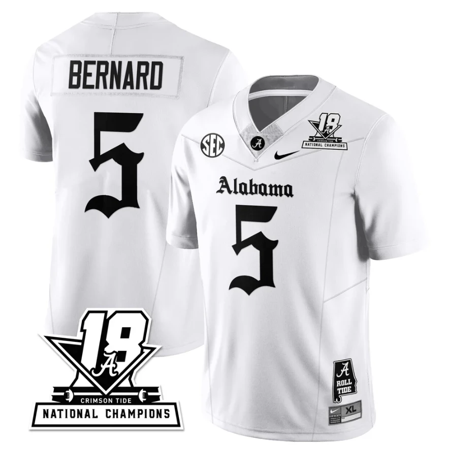 Germie Bernard Jersey #5 Alabama Crimson 18x-Time National Champions Gothic by My Store NCAA Football Jerseys