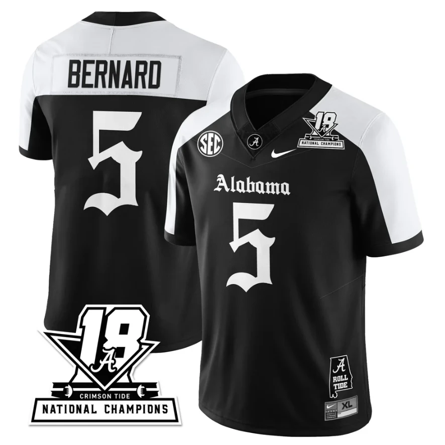 Germie Bernard Jersey #5 Alabama Crimson 18x-Time National Champions Gothic by My Store NCAA Football Jerseys