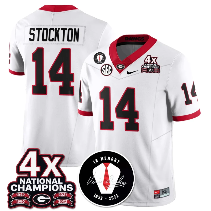 Gunner Stockton Jersey #14 Georgia Bulldogs 4x-Time National Champions by My Store NCAA Football Jerseys