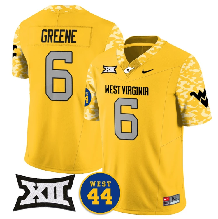 Garrett Greene Jersey #6 West Virginia Mountaineers 2024 Vapor Limited Football Honor Jerry West Stitched Goal by My Store